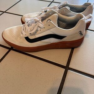 Vans White and Black Sneakers with Brown Sole